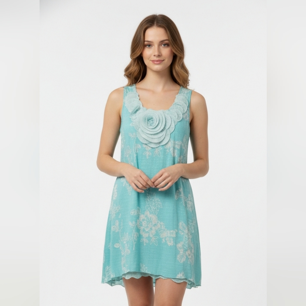 Papillon Dress Mini Blue Floral Coquette Sleeveless M
